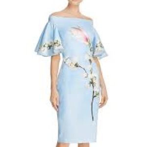 Ted Baker Lauraen pale blue off shoulder dress 1